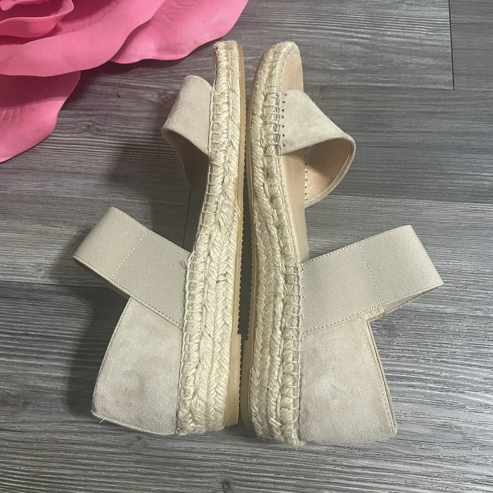 KANNA Spain Womens Sz‎ 37 (US 6.5-7) Beige Suede Elastic Band Espadrilles Summer